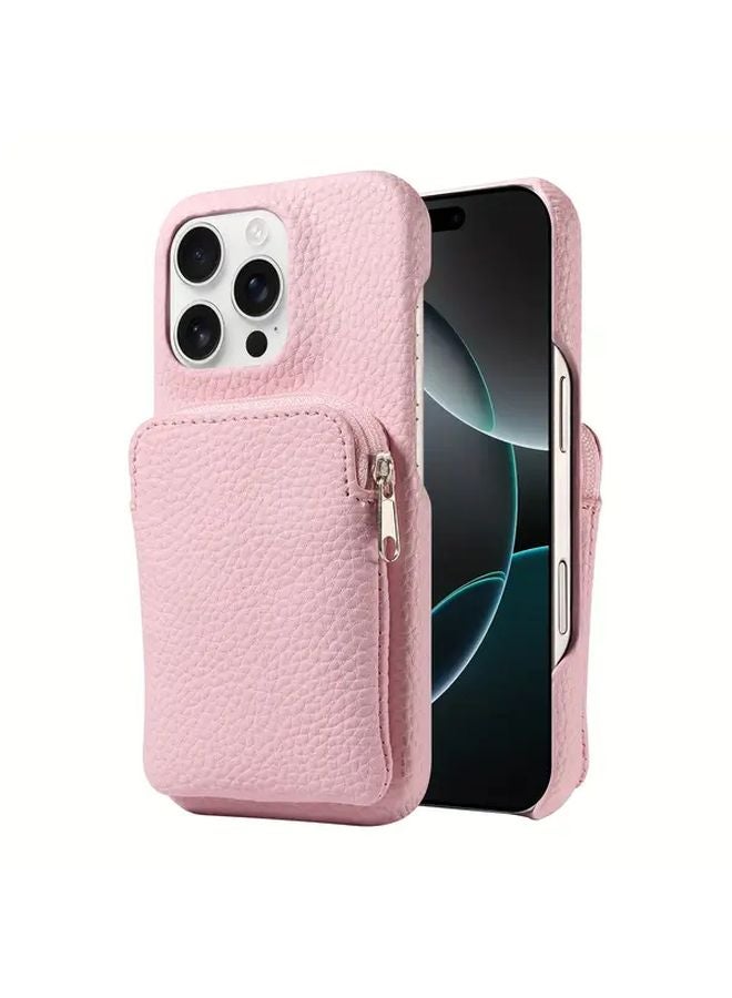 Pink Faux Leather Phone Case With Zipper Wallet Anti Drop Protective Cover For Galaxy A33 5G - Image 1